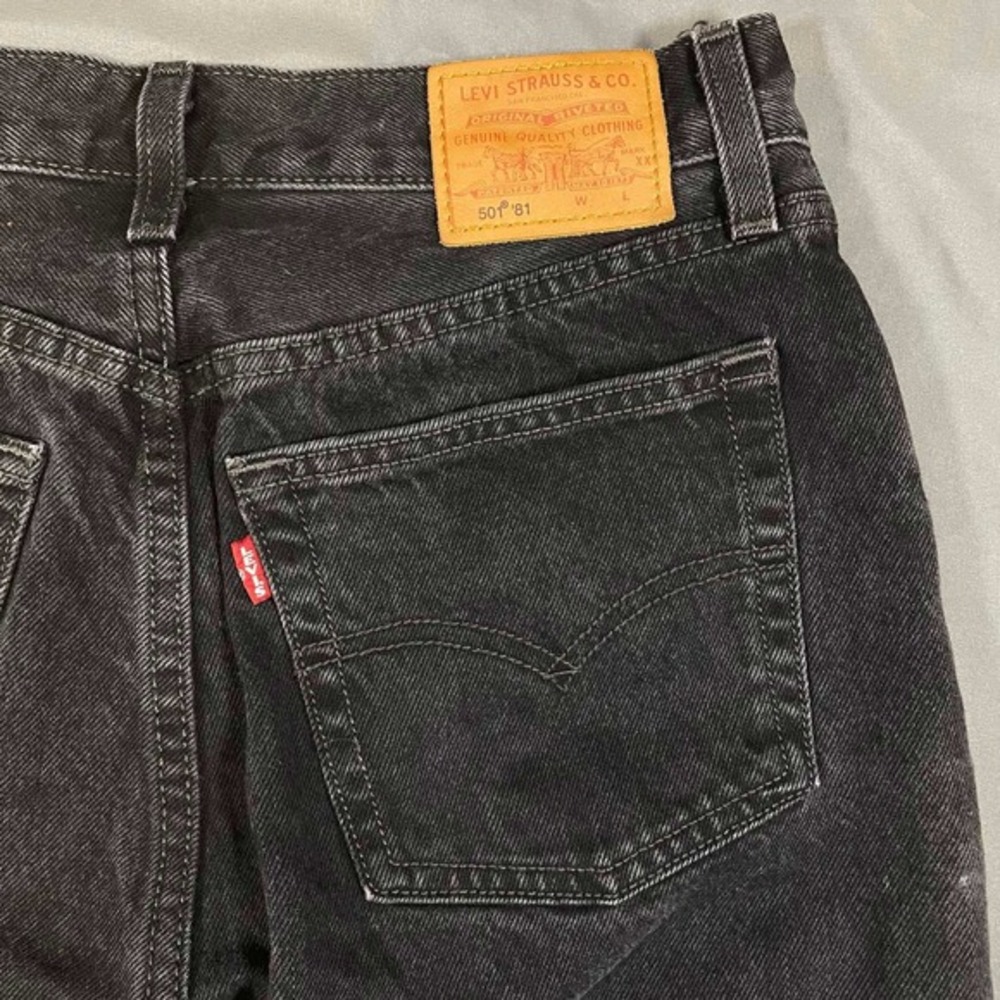 Levis‎ 501 '81 27 x 31  Black Washed Distressed High Rise Straight Leg Jeans